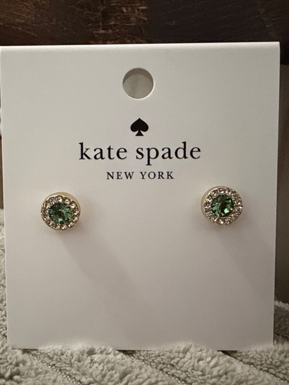 kate spade gold-tone stud earrings with green crystals
